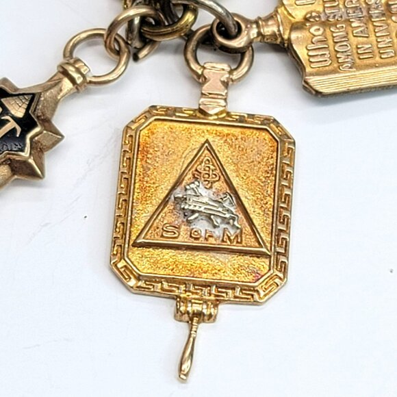 Vintage 10k Gold Fraternal and Ivanhoe Mining Charms Keychain Set 1942 CT32 - Picture 4 of 9